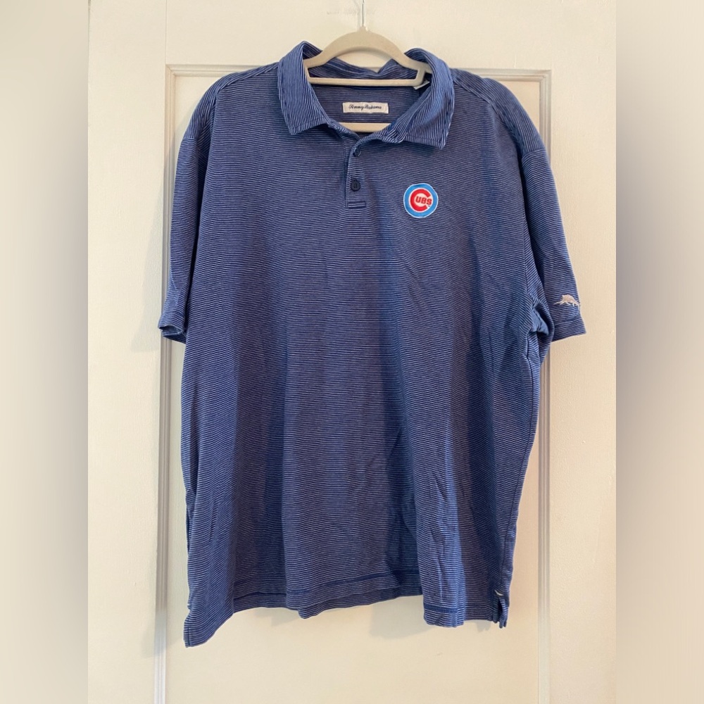 Tommy Bahama Mens Chicago Cubs Blue Striped Polo Size XXL